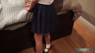 Petite Japanese In a School Uniform Tames a Dick With Her Hairy Pussy