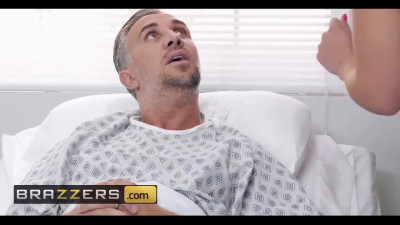 Man fucks the big tits nurse while his girlfriend is out of the room