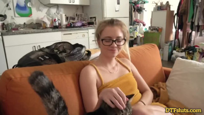Girl with glasses happy to have taboo sex with pervy Stepdad