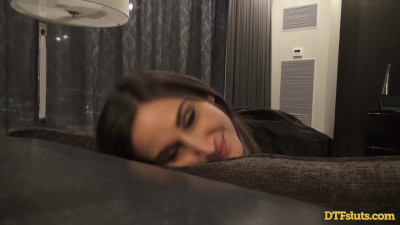 Rough threesome with two teen sluts in a hotel
