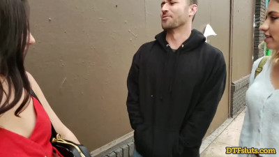 Man gets into a FFM threesome with two slutty female friends