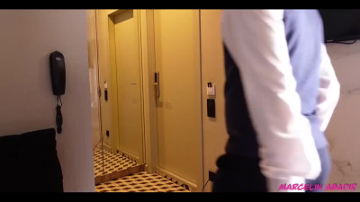 Classy slut invites a bellboy to fuck after he brought her baggage