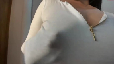 Busty ebony shows her tits - Solo