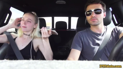 Sexy blonde fucked in car by James Deen