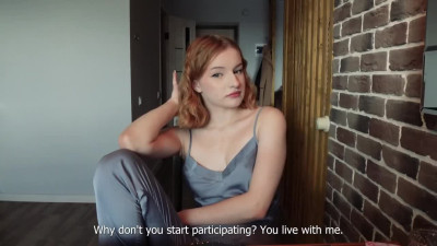 Teen girl lives in stepbrother's apartment and pays for it with pussy