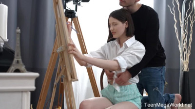 Petite artist gets a creampie