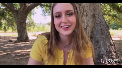 Sex-obsessed Laney Grey goes horny right in the car! - POV