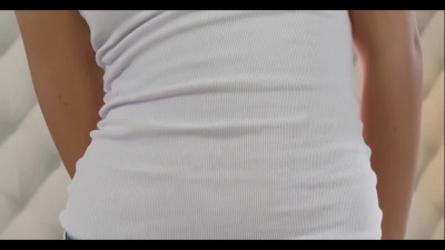 Petite skinny teen masturbates her kitty and gets orgasm.