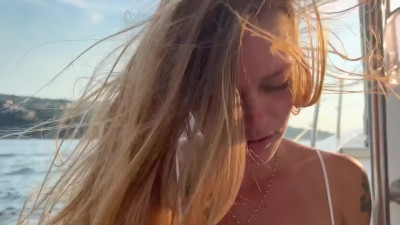 Rich teen beauty makes love with boat captain in the sea