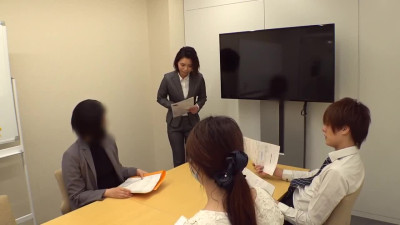 18 yo Japanese employee fucked rough in hairy pussy by boss in office