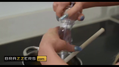 The nurse received cunnilingus from a young guy and unexpected sex in the kitchen while the old woman was waiting for her on the couch.