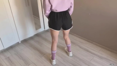 Eye candy gives masturbation show before romantic doggystyle sex.