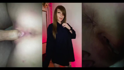 Horny teen with small tits POV creampie in her pussy.
