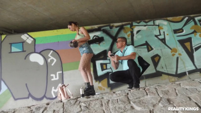 Asian sassy mami Jureka Del Mar got big wild white cock outdoors.