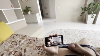 Horny stepmom caught her stepson jerking off and let herself be fucked on the couch!