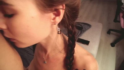 Blowjob from my Busty Pigtailed Beauty Queen