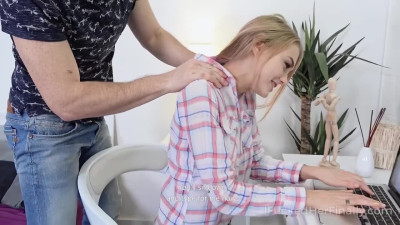 Filling the blonde's hole with a load of cum