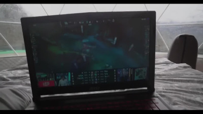 Nerd distracted from watching Twitch by two Russian female friend for a threeway.
