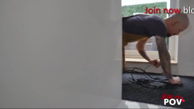 The cable guy was lucky to get a blowjob