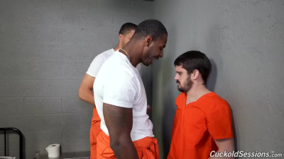Two black convicts impale a pale criminal beauty and cuckold a cellmate.