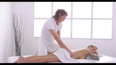 Blonde sucks dick during massage