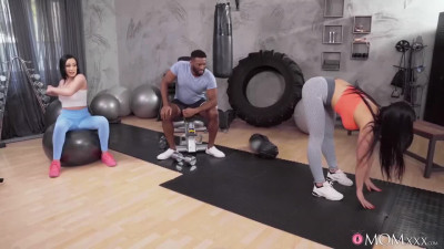 Black trainer offers BBC to sporty babe and her Stepmom