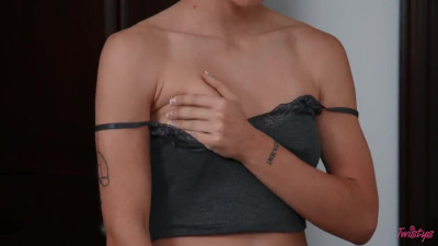 Angel blonde and hot brunette erotically caress each other's roses.