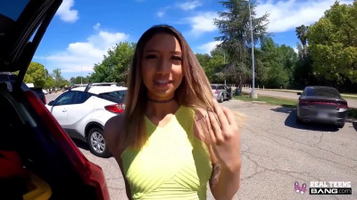 Bang real Asian teen Kimora Quin it park and hostel for casting