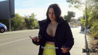 Perverted outdoors fuck and facial with a puffy big tits slut