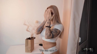 Hot blonde in glasses with butt plug in asshole craves big dick hard fucking.