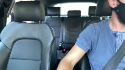 Naughty housewife masturbates for the cab driver in the backseat