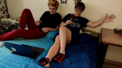 Step sister pesters step brother to fuck her hard.