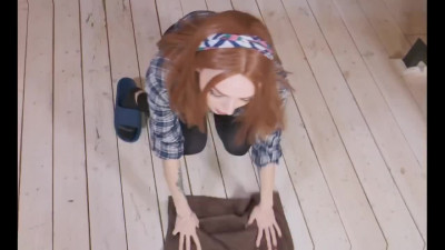 In addition to cleaning the house redhead teen pleases the landlord from time to time