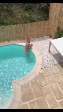 Poolside BJ, Cock Ride & Cum Swallow with Tiny French Boo Angel Emily
