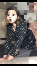 Shy girl hides behind an emoji mask while her boyfriend fucks her hard