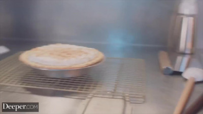 Curvy chef with big boobs gets fucked by big cock of a handsome cook