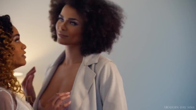 White Dude Decides To Join Two Charming Sexy Curly Ebony Beauties In Their Hot Carnal Pleasures