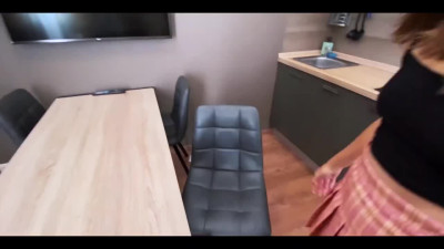 Seduced little slut gets a facial from her English Language Tutor