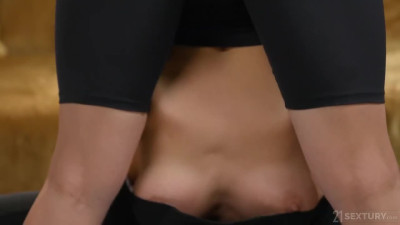 Plugged blonde treats him to a blowjob prior to passionate sodomy