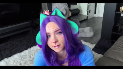 Cosplay Eywie fucks with buddy in doggy pose and swallows his big tool