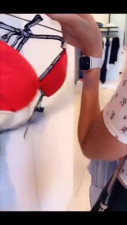 Russian student teen with glasses gets fucked and facialed in fitting room.