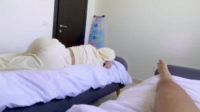 Horny morning sex with a big ass slut teasing in her pajamas