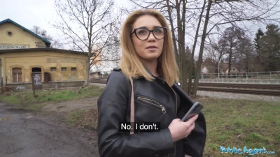 Nerdy bitch gets picked up and taken to the basement for sex