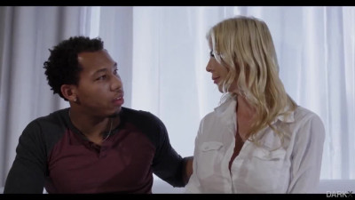 MILF with huge tits surprised black lover with insolent BBC blowjob
