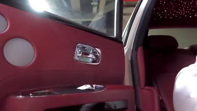 Luxurious solo on the leather seat of an expensive Car!