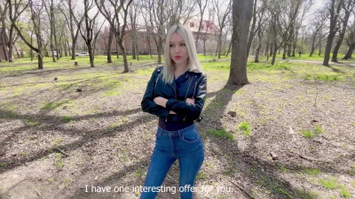Slutty blonde gets picked up in the park and fucked