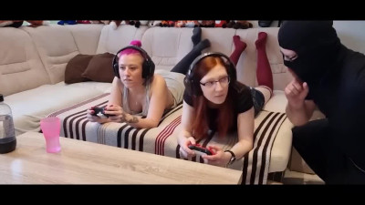 Teen e-girl getting dicked from behind while playing games
