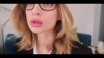Hot secretary sucks cock greedily after she comes home