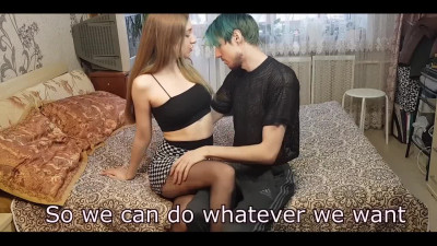 Russian stepsister puts on a cuckold show for her brother