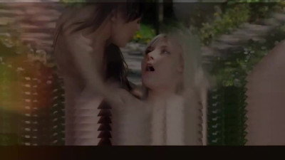 Skinny lesbians getting laid in a public park